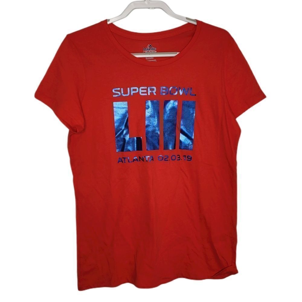 MAJESTIC superbowl LIII Atlanta‎ GA 2019 red tee shirt XL